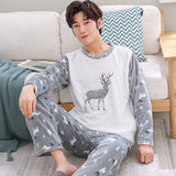 Xituodai Autumn Winter New Warm Flannel Men&#39;s Cartoon Monster  Pajama Sets Thick Men Sleepwear Coral Fleece Sleep Lounge Pajamas Clothing
