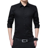 Xituodai Men Dress Shirt Fashion Long Sleeve Business Social Shirt Male Solid Color Button Down Collar Plus Size Work White Black Shirt