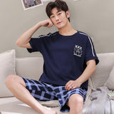 Xituodai Summer New Knitted Cotton Short Sleeve Men Pajamas Sets Male Pajama Set Letter Pajama For Men Sleepwear Suit Homewear Size XXXXL