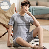 Xituodai Summer New Knitted Cotton Short Sleeve Men Pajamas Sets Male Pajama Set Letter Pajama For Men Sleepwear Suit Homewear Size XXXXL