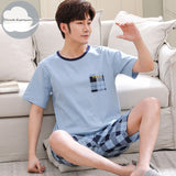 Xituodai Summer New Knitted Cotton Short Sleeve Men Pajamas Sets Male Pajama Set Letter Pajama For Men Sleepwear Suit Homewear Size XXXXL