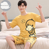 Xituodai Summer New Knitted Cotton Short Sleeve Men Pajamas Sets Male Pajama Set Letter Pajama For Men Sleepwear Suit Homewear Size XXXXL