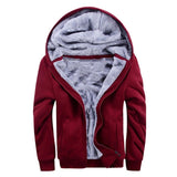 Xituodai Men&#39;s Winter Thick Warm Jacket New Solid Color Fleece Zipper Hooded Fleece Long-Sleeved Thick Coat Men&#39;s Solid Color Parka