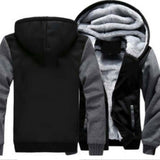 Xituodai Men&#39;s Winter Thick Warm Jacket New Solid Color Fleece Zipper Hooded Fleece Long-Sleeved Thick Coat Men&#39;s Solid Color Parka