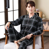 Xituodai Spring autumn 100%Cotton Pajamas Sets For Men Plaid Sleepwear Suit Casual Home Clothes Pijamas Hombre Loungewear Plus Size 4XL