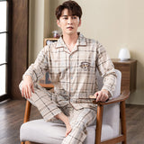 Xituodai Spring autumn 100%Cotton Pajamas Sets For Men Plaid Sleepwear Suit Casual Home Clothes Pijamas Hombre Loungewear Plus Size 4XL