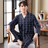 Xituodai Spring autumn 100%Cotton Pajamas Sets For Men Plaid Sleepwear Suit Casual Home Clothes Pijamas Hombre Loungewear Plus Size 4XL