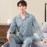 Xituodai Spring autumn 100%Cotton Pajamas Sets For Men Plaid Sleepwear Suit Casual Home Clothes Pijamas Hombre Loungewear Plus Size 4XL