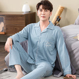 Xituodai Spring autumn 100%Cotton Pajamas Sets For Men Plaid Sleepwear Suit Casual Home Clothes Pijamas Hombre Loungewear Plus Size 4XL