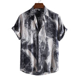 Xituodai 2022 New Short Sleeve Leopard Print Shirt Men Lapel Neck Loose Button Up Blouse Breathable Summer Streetwear Sexy Shirts Men