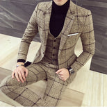 Xituodai 2022 Spring New, Fashion Gentleman Men&#39;s Plaid Leisure Suit Jacket Sets , England Simple Groom 3-piece Suit+ Pants+ Vest 5xl