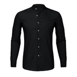 Xituodai Fashion Men&#39;s Casual Shirt Simple O-Neck Button Solid Beach Shirt Male Long Sleeve Top Blouse New chemise homme