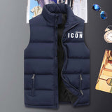 Xituodai Fashion Men&#39;s Winter Solid Color Sleeveless Zipper Warm Down Jacket Cotton Padded Waistcoat Coat Dsq Printed Outdoor Homme Veste