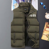 Xituodai Fashion Men&#39;s Winter Solid Color Sleeveless Zipper Warm Down Jacket Cotton Padded Waistcoat Coat Dsq Printed Outdoor Homme Veste