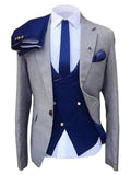 Xituodai 2022 New Fashion Suit For Man Gray Blazer Navy Blue Vest And Pants For Bride Groom Best Man Tuxedo Costume Size