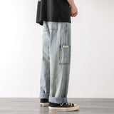 Xituodai Loose Street Style Straight Cargo Pants Jeans Men Fashion Brand Wide Leg Overalls Retro Trend Leisure Youth Denim Baggy