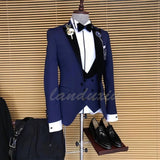 Xituodai 2022 Formal Business Men Suit 3 Pieces Male Jacket Custom Fashion Groom Wedding Suit Tuxedo Black Velvet Lapel Blazer Vest Pants