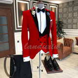 Xituodai 2022 Formal Business Men Suit 3 Pieces Male Jacket Custom Fashion Groom Wedding Suit Tuxedo Black Velvet Lapel Blazer Vest Pants