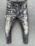 Xituodai 2022 Men&#39;s DSQUARED2 Hip Hop Distressed Inkjet Hole High Street Jeans T152#