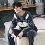 Xituodai 3XL 4XL 5XL 95kg Nightwear Long Sleeve Winter Warm Flannel Pajamas Sets Print Sleepwear Long Pant Male Men Pajama Set