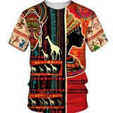 Xituodai African Men&#39;s T-Shirts Summer New O Neck Short Sleeve Tshirt Plus Size Casual Man Top Vintage Style 3D Printed Dashiki Clothes