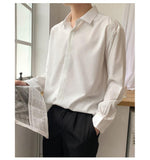 Xituodai Korean Fashion New Drape Shirts for Men Solid Color Long Sleeve Ice Silk Smart Casual Comfortable Button Up Shirt