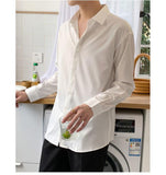 Xituodai Korean Fashion New Drape Shirts for Men Solid Color Long Sleeve Ice Silk Smart Casual Comfortable Button Up Shirt