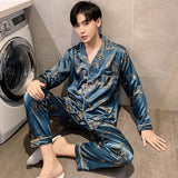 Xituodai Men Comfortable Pyjamas Set 3XL 4XL 5XL Long Sleeve Casual Home Wear Spring Autumn Silk Boy Pajama Sets Leisure Sleepwear Set