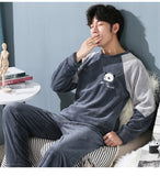 Xituodai Long Sleeve Warm Flannel Pajamas Winter Men Pajama Sets Print Thicken Sleepwear Pyjamas  4XL 5XL 95kg Nightwear Set