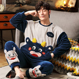 Xituodai Long Sleeve Warm Flannel Pajamas Winter Men Pajama Sets Print Thicken Sleepwear Pyjamas  4XL 5XL 95kg Nightwear Set