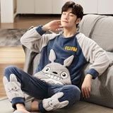 Xituodai Long Sleeve Warm Flannel Pajamas Winter Men Pajama Sets Print Thicken Sleepwear Pyjamas  4XL 5XL 95kg Nightwear Set