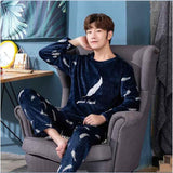 Xituodai New Style Men&#39;s Pajamas Set Autumn Winter Warm Flannel Thicken Male Pajamas Sets Long Sleeve Sleepwear Top +Pant Leisure