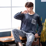 Xituodai New Style Men&#39;s Pajamas Set Autumn Winter Warm Flannel Thicken Male Pajamas Sets Long Sleeve Sleepwear Top +Pant Leisure