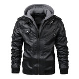 Xituodai 2022 Autumn Winter Men&#39;s Motorcycle Leather Jacket Windbreaker Hooded Jackets Male Outwear Warm Biker PU Jackets EU Size 3XL