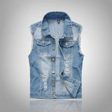 Xituodai Ripped Jean Jacket Men&#39;s Denim Vest Hip Hop Jean Coats Waistcoat Men Cowboy Brand Sleeveless Jacket Male Tank Plus Size 6XL