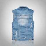 Xituodai Ripped Jean Jacket Men&#39;s Denim Vest Hip Hop Jean Coats Waistcoat Men Cowboy Brand Sleeveless Jacket Male Tank Plus Size 6XL