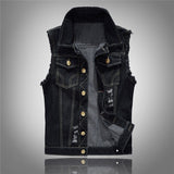 Xituodai Ripped Jean Jacket Men&#39;s Denim Vest Hip Hop Jean Coats Waistcoat Men Cowboy Brand Sleeveless Jacket Male Tank Plus Size 6XL