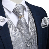 Xituodai New Teal Green Paisley 100% Silk Formal Dress Vest Men Waistcoat Vest Wedding Party Vest Tie Brooch Pocket Square Set DiBanGu