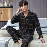 Xituodai Spring autumn 100%Cotton Pajamas Sets For Men Plaid Sleepwear Suit Casual Home Clothes Pijamas Hombre Loungewear Plus Size 4XL