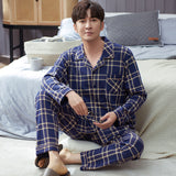 Xituodai Spring autumn 100%Cotton Pajamas Sets For Men Plaid Sleepwear Suit Casual Home Clothes Pijamas Hombre Loungewear Plus Size 4XL