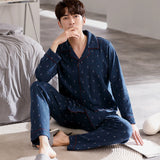 Xituodai Spring autumn 100%Cotton Pajamas Sets For Men Plaid Sleepwear Suit Casual Home Clothes Pijamas Hombre Loungewear Plus Size 4XL