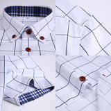 Xituodai Summer Men Shirts Short Sleeve Plaid Shirt Slim Casual Button Up Dress Shirts Men Big Size M-5XL Anti-wrinkle Soft