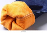 Xituodai 2022 Winter New Men&#39;s Warm Jeans Business Casual Elasticity Thick Slim Denim Pants Brand Trousers Black Plus Size 40 42