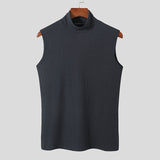 Xituodai trendy fashion summer dope street style spring aesthetic black boy prom outfits coachella menMen Tank Tops Turtleneck Sleeveless  Solid Color Vests Men Streetwear Skinny Fashion Casual Sexy Waistcoats S-5XL