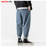 Xituodai 2022 Men&#39;s Baggy Streetwear Jeans Striped Oversize Man Denim Pants Casual Spring Harem Pants Men Drawstring Jogger Trousers