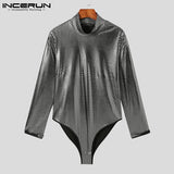 Xituodai Men Bodysuits Sexy Turtleneck Long Sleeve Sequins Party Nightclub Bodysuit Skinny Shiny Men Rompers Underwear 5XL INCERUN 7