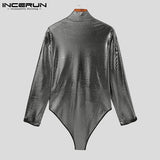 Xituodai Men Bodysuits Sexy Turtleneck Long Sleeve Sequins Party Nightclub Bodysuit Skinny Shiny Men Rompers Underwear 5XL INCERUN 7