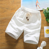 Xituodai Summer Solid Cotton Shorts Men 2022 New Fashion Loose Comfortable and Breathable Mens Shorts Drawstring Waist Bermuda Shorts Men