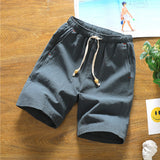 Xituodai Summer Solid Cotton Shorts Men 2022 New Fashion Loose Comfortable and Breathable Mens Shorts Drawstring Waist Bermuda Shorts Men