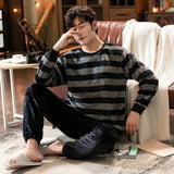 Xituodai Winter Long Sleeve Couple Thick Warm Flannel Pajama Sets for Men Comic Print Coral Velvet Sleepwear Women Homewear Clothes